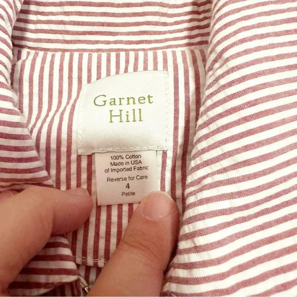 Garnet hill• Red and white striped zipper top size 4 100% cotton blouse - Picture 9 of 10